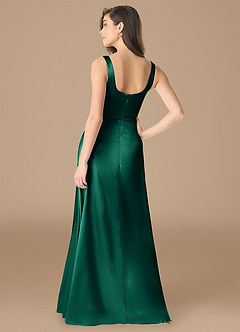 Azazie Joyce Brautjungfernkleider A-Linie Seitliche Cut-Outs Metallischer Satin Kleid Smaragd image2