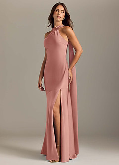 Azazie Kinsley Bridesmaid Dresses Rosette Mermaid Side Slit Stretch Satin Dress image3