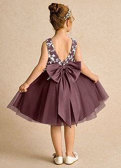 Azazie Butterfly Blumenmädchenkleider A-Linie Spitze Kleid Sangria image1
