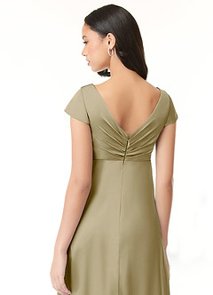 Azazie Allessia Maternity Bridesmaid Dresses A-Line Pleated Stretch Satin Floor-Length Dress image7