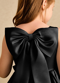 Azazie Jessie Flower Girl Dresses Black A-Line Bow Matte Satin Dress image7