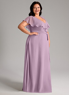 Azazie Lainey Bridesmaid Dresses Wisteria A-Line with Pockets Chiffon Dress image12