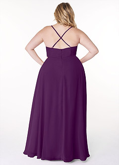 Azazie Naeem Bridesmaid Dresses Grape A-Line V-Neck Ruffle Chiffon Dress image8