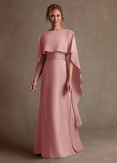 Azazie Marilla Mère de la mariée Robes Robe Trapèze en Mousseline de soie Plissé Rose Poussiéreuse image4