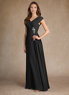 Azazie Bronson Mother of the Bride Dresses Black A-Line Pleated Chiffon Dress image4