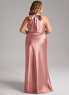 Azazie Doretta Bridesmaid Dresses Dusty Rose Mermaid Bow Metallic Satin Dress image13