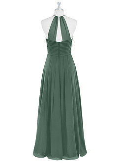 Azazie Ginger Bridesmaid Dresses Sea Moss A-Line Halter Pleated Chiffon Dress image7