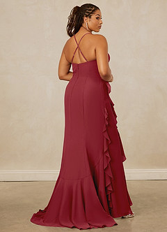 Christian Siriano Bridal for Azazie 1006 Bridesmaid Dresses Pomegranate Mermaid Ruched Chiffon Dress image15