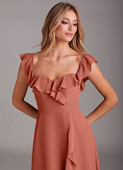 Azazie Lyra Robes de demoiselle d'honneur Robe Trapèze Convertible en Mousseline de soie Argile image10