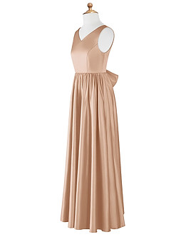 Azazie Hathaway Junior English Rose A-Line Bow Stretch Satin Dress image8