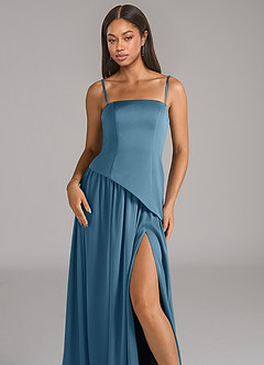 Azazie Adeline Bridesmaid Dresses Bermuda A-Line Strapless Stretch Satin Convertible Dress image2