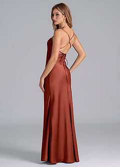 Azazie Seema Bridesmaid Dresses Terracotta Mermaid Corset Stretch Satin Dress image6