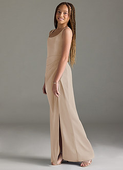 Azazie Mero Junior White Alabaster Mermaid Pleated Stretch Satin Dress image4