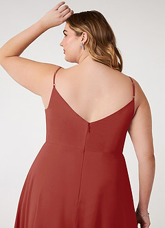 Azazie Daenerys Bridesmaid Dresses Terracotta A-Line Cowl Chiffon Dress image5