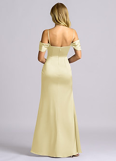 Azazie Auden Brudtärnklänningar Klä av Tubklänning i Stretch Satin Av axeln Citronsorbet Konvertibel image2