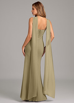 Azazie Kinsley Bridesmaid Dresses Moss Green Mermaid Pleated Chiffon Dress image2