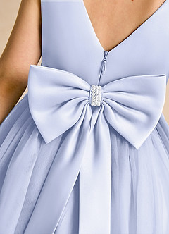 Azazie Tadpole Flower Girl Dresses Lavender A-Line Pleated Matte Satin Dress image6