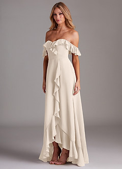 Azazie Lyra Bridesmaid Dresses White Alabaster A-Line Chiffon Convertible Dress image5