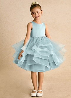 Azazie Tinie Flower Girl Dresses Mist Ball-Gown Bow Tulle Dress image3