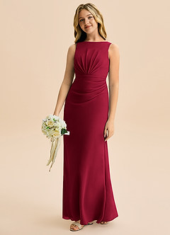 Azazie Floris Junior Linia A Pofałdowany Szyfon Długość podłogi Młodsza druhna Sukienka image1