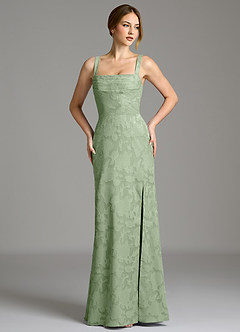 Azazie Brandi Bridesmaid Dresses Dusty Sage Mermaid Pleated Floral Burnout Dress image1