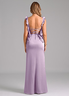 Azazie Jessamine Bridesmaid Dresses Frosted Lilac A-Line Corset Stretch Satin Dress image6