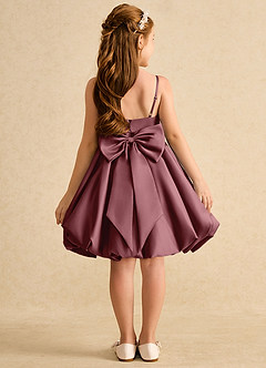 Azazie Davine vestidos de niña de las flores Vestido de Rosa Del Desierto de Satin Mate de Corte En A con Tirante Espagueti image8