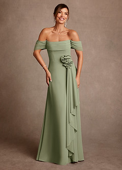 Azazie Amherst Klänningar till brudens mor Klä A-Line i Chiffong Av axeln Pistasch image1