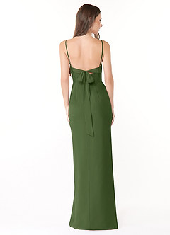 Azazie Mai Bridesmaid Dresses Olive Sheath Pleated Chiffon Dress image2