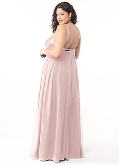 Azazie Aziza Bridesmaid Dresses Blushing Pink A-Line V-Neck Pleated Chiffon Dress image10