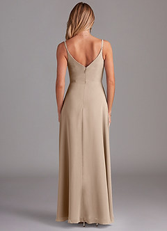 Azazie Daenerys Bridesmaid Dresses Taupe A-Line Cowl Chiffon Dress image2