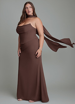Azazie Sorrel Bridesmaid Dresses Ganache Mermaid Corset Chiffon Dress image13