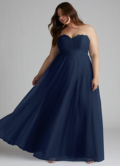 Azazie Roni Bridesmaid Dresses Dark Navy A-Line Sweetheart Neckline Tulle Convertible Dress image9
