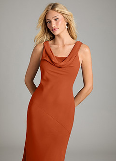 Azazie Rylina Bridesmaid Dresses Burnt Orange Mermaid Pleated Chiffon Dress image3