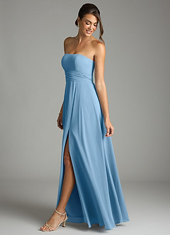 Azazie Tamira Suknie dla druhen Linia A Pofałdowany Szyfon Do ziemi Sukienka image3