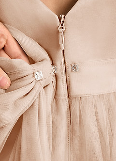 Azazie Winnie Robe Demoiselle D'honneur Fillette Robe Princesse en Tulle Arc Rose Perle image8