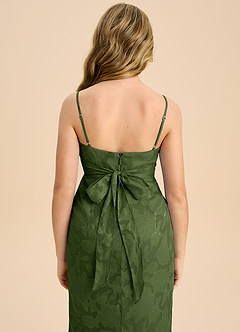 Azazie Mai Junior Etui Plissee Blumen-Burnout Kleid Olivgrün image7