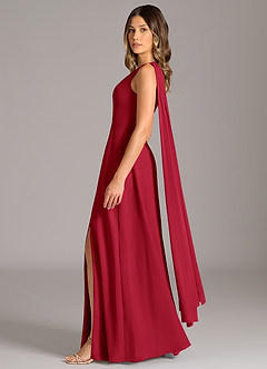 Azazie Tella Bridesmaid Dresses Scarlet A-Line One Shoulder Chiffon Dress image4