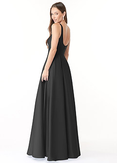 Azazie Neve Brautjungfernkleider Ballkleid mit Taschen Stretch-Satin Kleid Schwarz image4