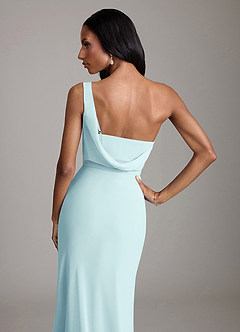 Azazie Madelyn Bridesmaid Dresses Sea Glass Mermaid One Shoulder Chiffon Convertible Dress image9