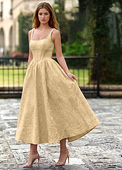 Sephone Orange Beading Rhinestone Jacquard Maxi Dress image3