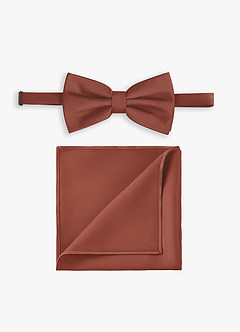 front Stretch Satin Bow Tie and Pocket Square Set