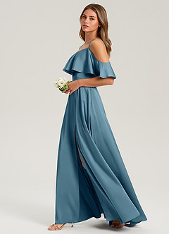 Azazie Jean Brudtärnklänningar Klä av A-Linje i Stretch Satin Av axeln Bermuda image5