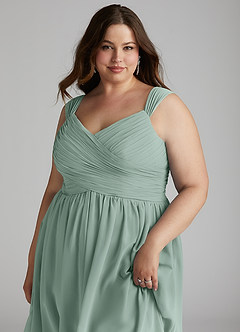 Azazie Angie Bridesmaid Dresses Agave A-Line Corset Chiffon Dress image20