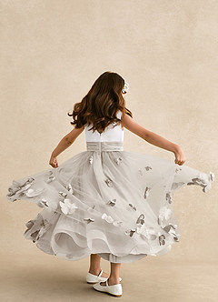 Azazie Vi Flower Girl Klänningar Klänning A-Line i Tyll Ärmlös image3