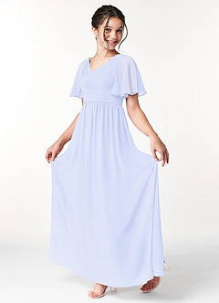 Azazie Temeka Junior Lavender A-Line Pleated Chiffon Dress image3