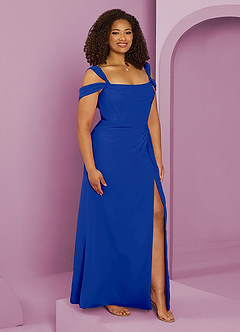 Barbie ♥ Azazie Brautjungfernkleider A-Linie Schulterfrei Chiffon Kleid Königsblau image10