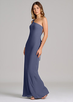 Azazie Monroe Bridesmaid Dresses Stormy Sheath One Shoulder Chiffon Dress image4