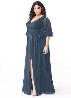 Azazie Temeka Bridesmaid Dresses Neptune A-Line Ruched Chiffon Dress image9