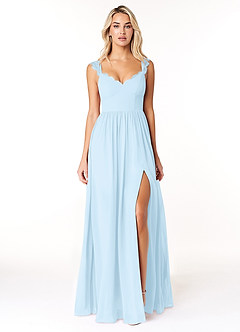 Azazie Cleobella Bridesmaid Dresses Sky Blue A-Line Sweetheart Lace Chiffon Dress image1